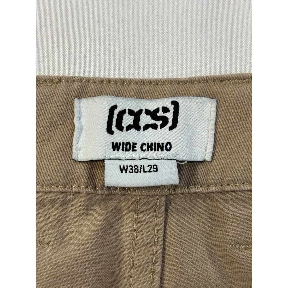 CCS Men's 38X29 Khaki Wide Leg Chino Pants Urban Streetwear Baggy Button Fly